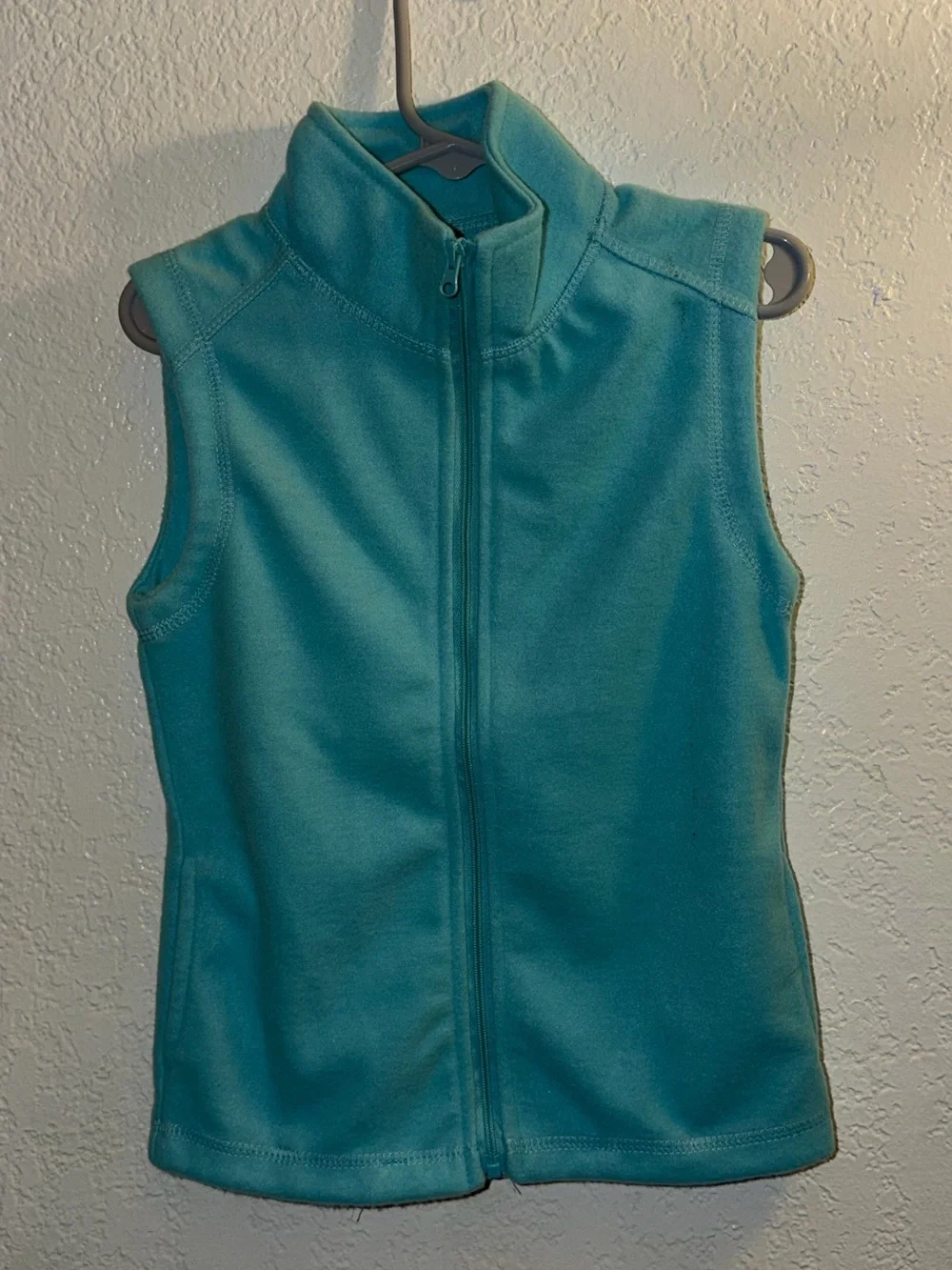 Sleeveless Zip-Up Fleece Vest in Teal ( Back to school/ Winter)